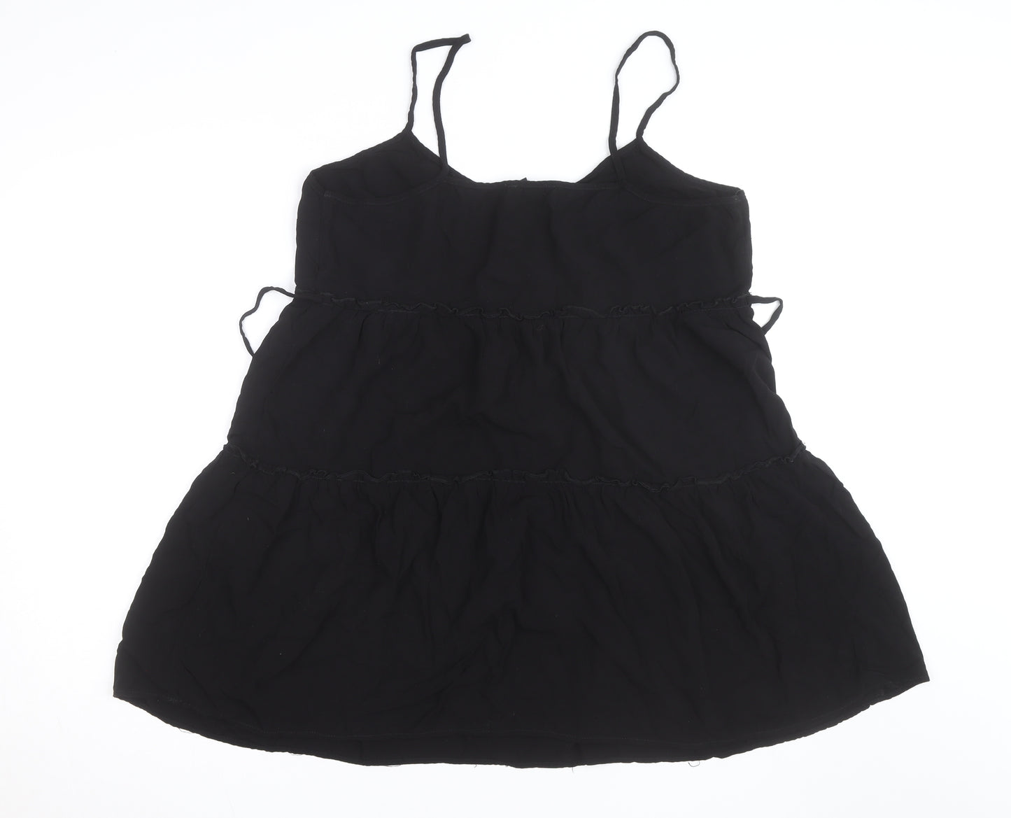 New Look Women Black Size 14 Slip Dress Sleeveless Short Chiffon