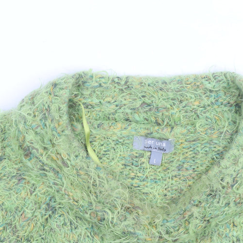 Marks and Spencer Women Green L Chunky-Knit Mohair Wool Jumper