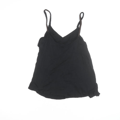 Mixin Womens Black Camisole Tank Top L Embroidered V-Neck Summer Stretch