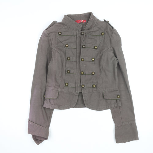 Zoe Women’s Brown Military Jacket Size 12 Cotton Buttoned