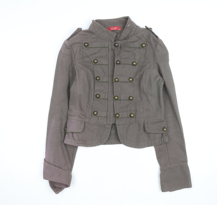 Zoe Women’s Brown Military Jacket Size 12 Cotton Buttoned