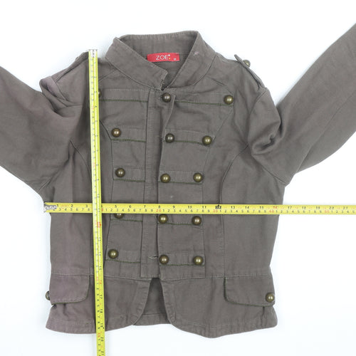 Zoe Women’s Brown Military Jacket Size 12 Cotton Buttoned