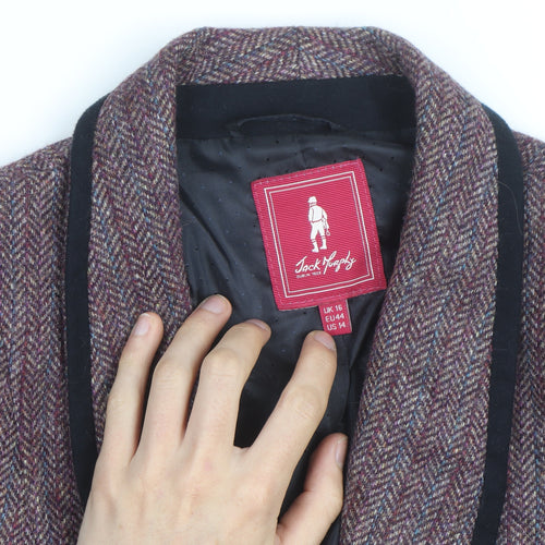 Jack Murphy Womens Brown Tweed Blazer UK 16 Classic Wool Single-Breasted Jacket