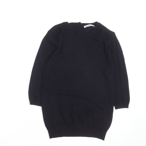 Zara Women Black Crew Neck Knit Pullover Jumper Size 12