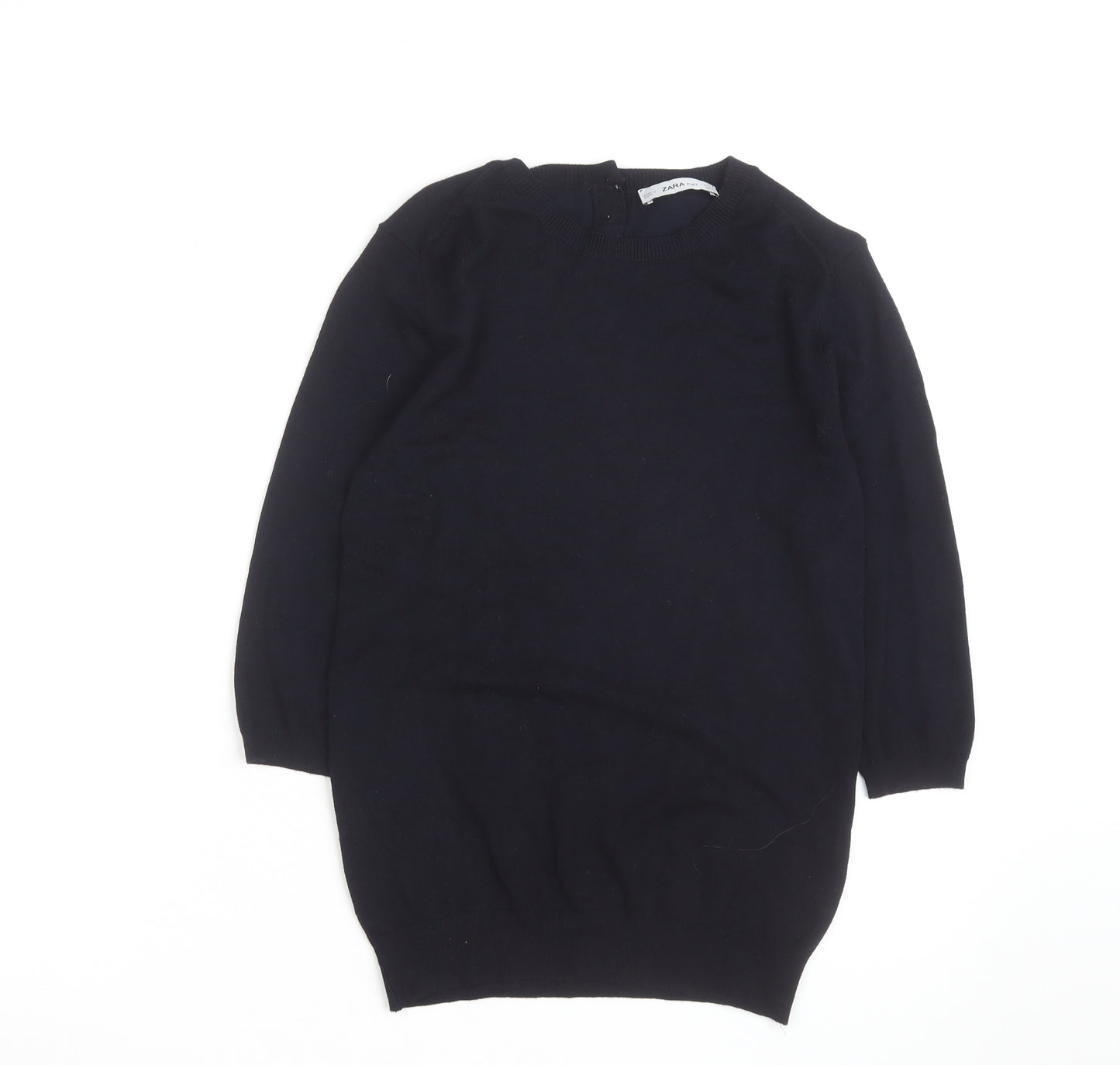 Zara Women Black Crew Neck Knit Pullover Jumper Size 12
