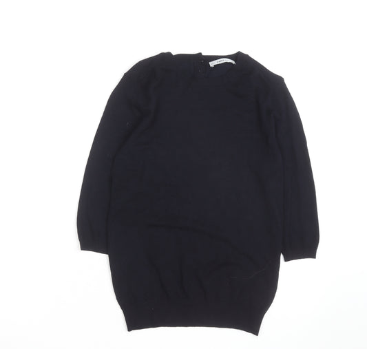 Zara Women Black Crew Neck Knit Pullover Jumper Size 12