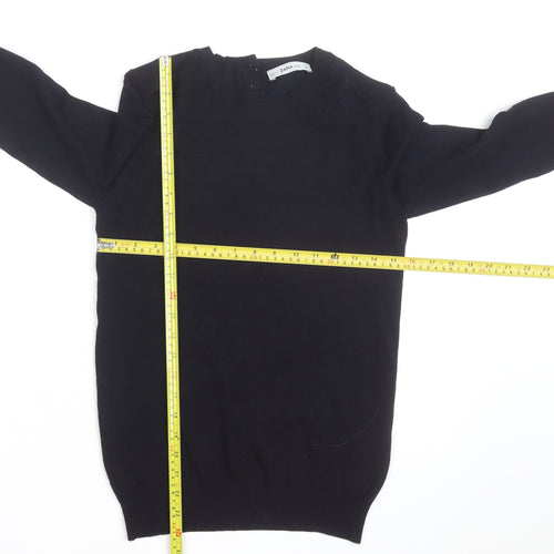 Zara Women Black Crew Neck Knit Pullover Jumper Size 12