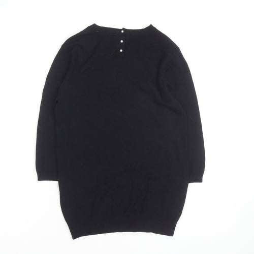 Zara Women Black Crew Neck Knit Pullover Jumper Size 12