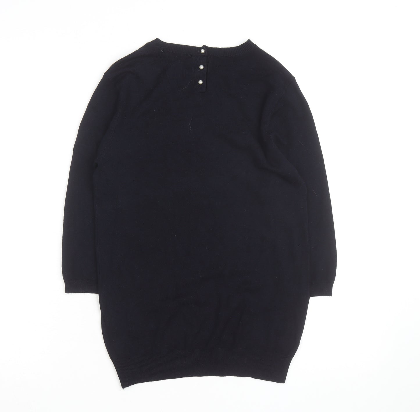 Zara Women Black Crew Neck Knit Pullover Jumper Size 12