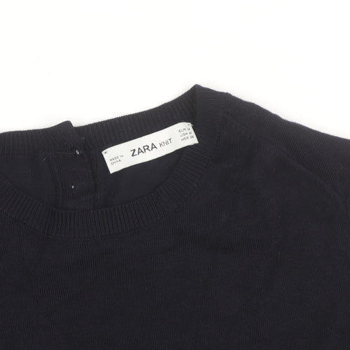 Zara Women Black Crew Neck Knit Pullover Jumper Size 12