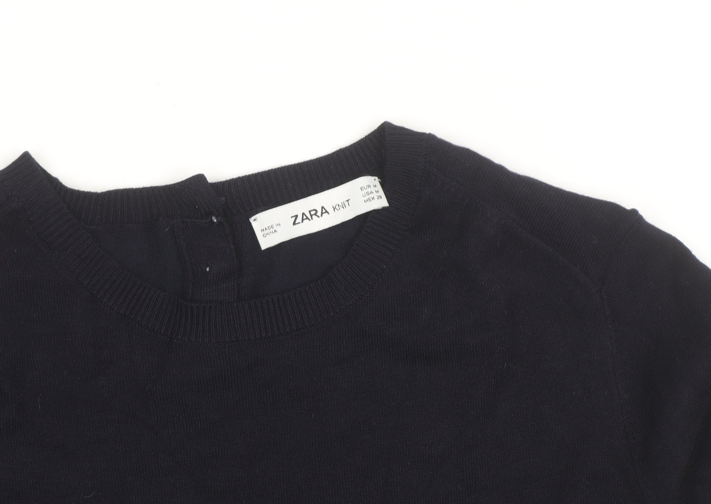 Zara Women Black Crew Neck Knit Pullover Jumper Size 12