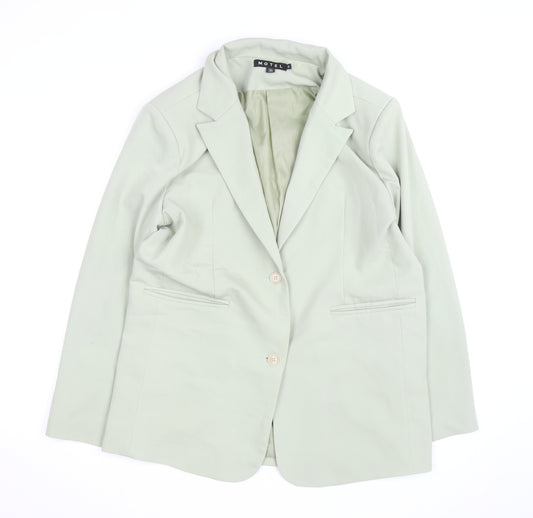 Motel Women's Green Cotton Blend Blazer Jacket Size S