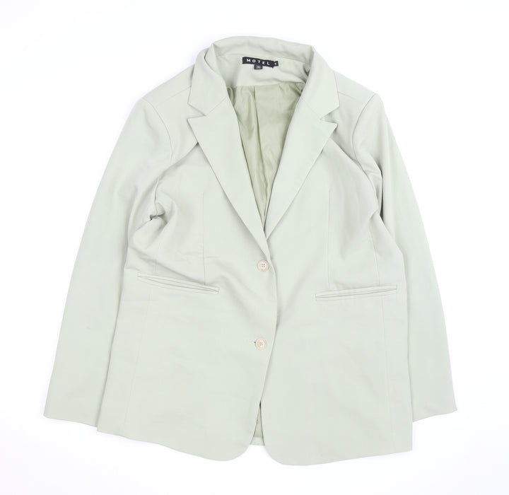 Motel Women's Green Cotton Blend Blazer Jacket Size S