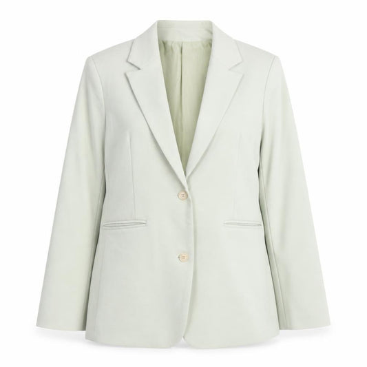 Front view of Motel Rocks Women's Green Cotton Blend Blazer Jacket, size S