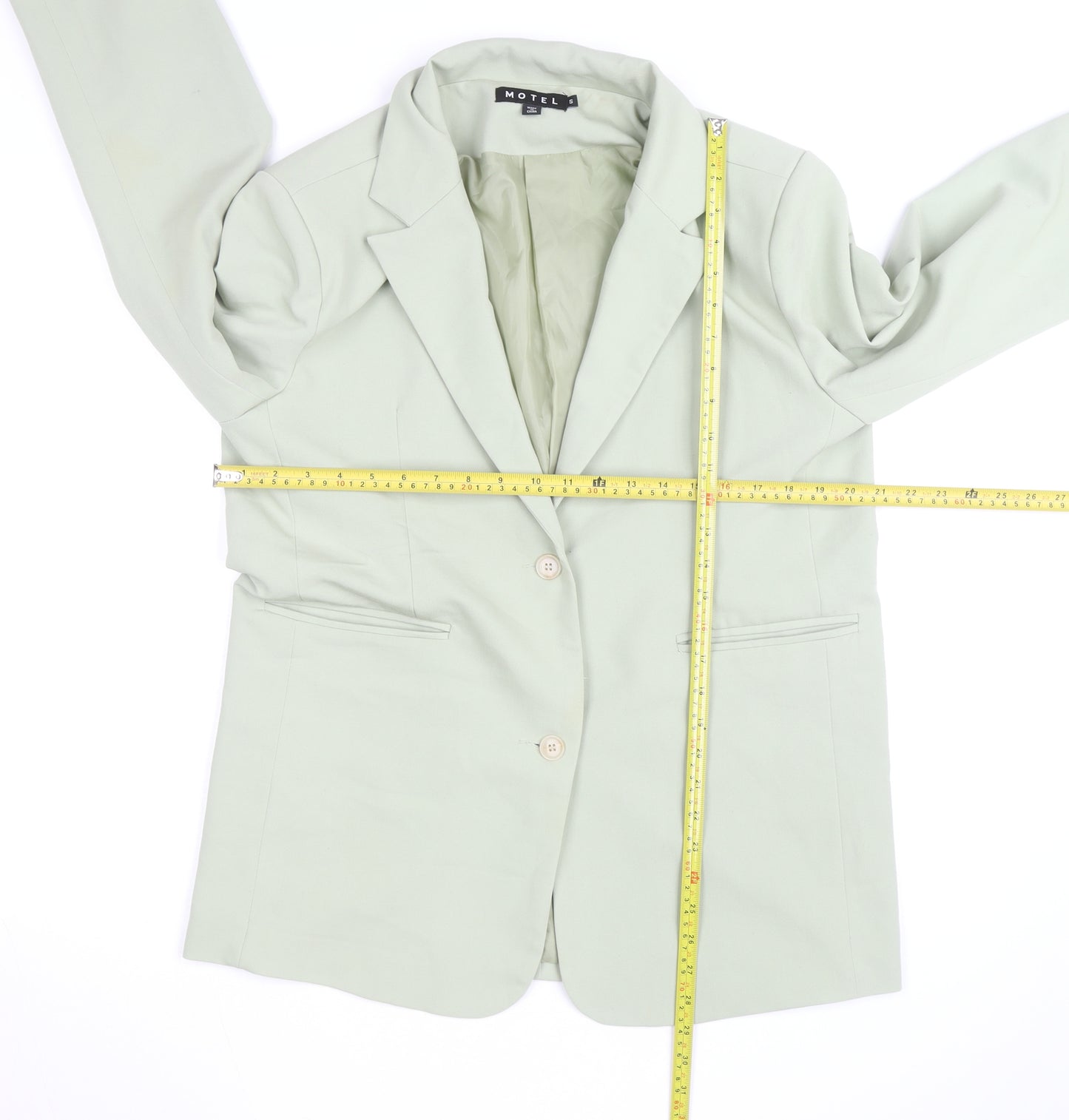 Motel Women's Green Cotton Blend Blazer Jacket Size S