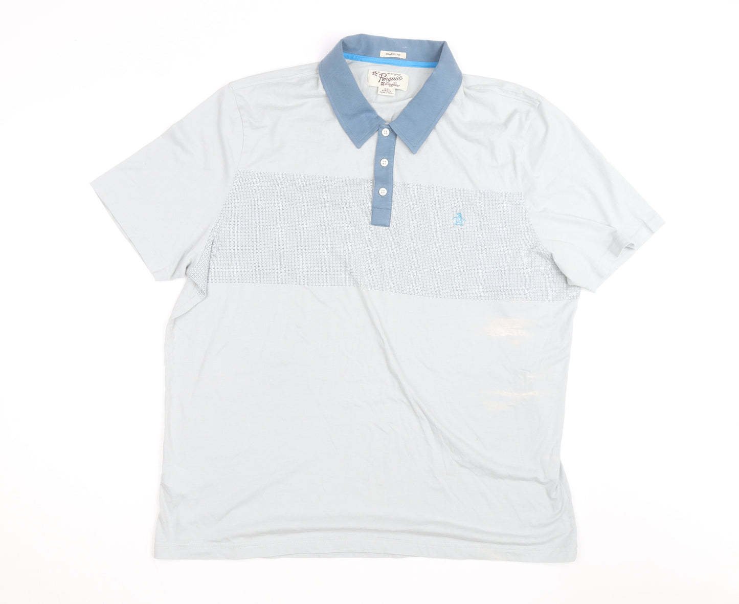 Original Penguin Men's Blue Classic Fit 2XL Cotton Polo Shirt