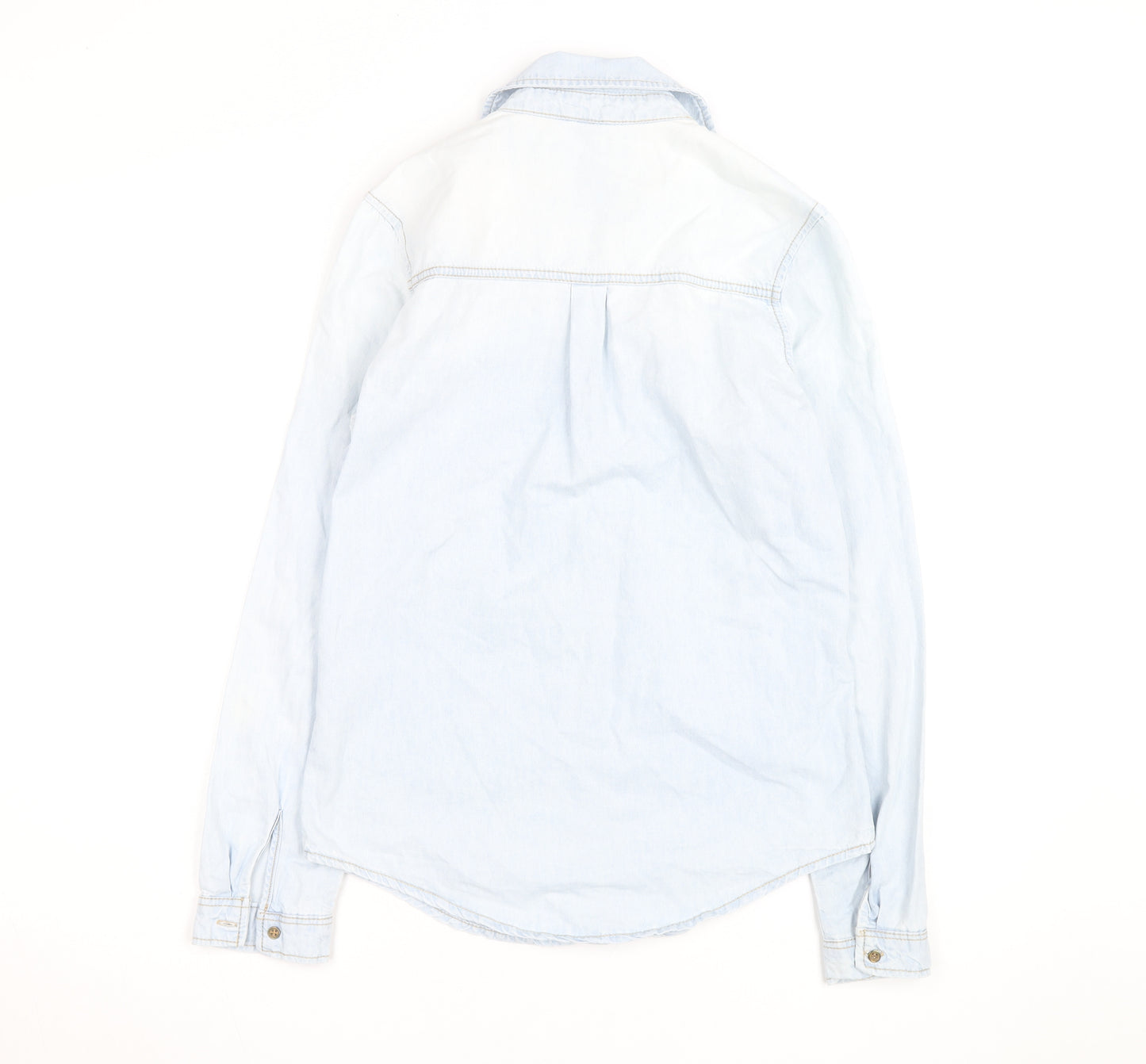 Divided Women Blue Denim Long Sleeve Cotton Button-Up Shirt Size 6