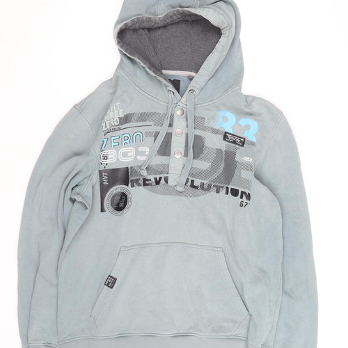 Next Men's Blue Pullover Hoodie M Graphic Print Cotton
