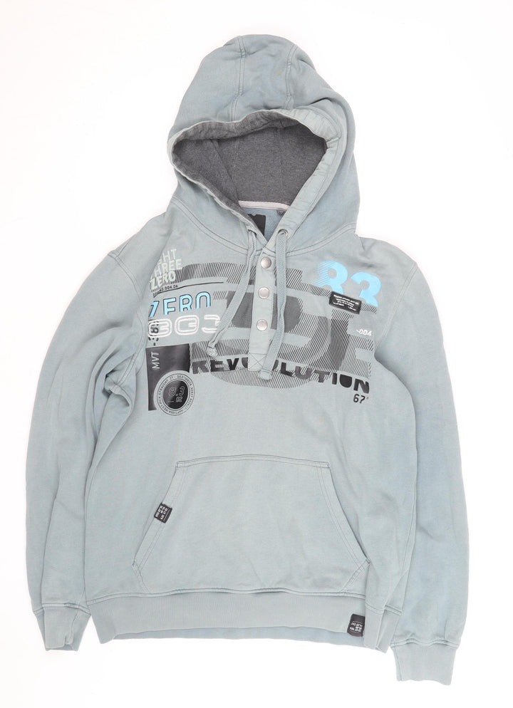 Next Men's Blue Pullover Hoodie M Graphic Print Cotton