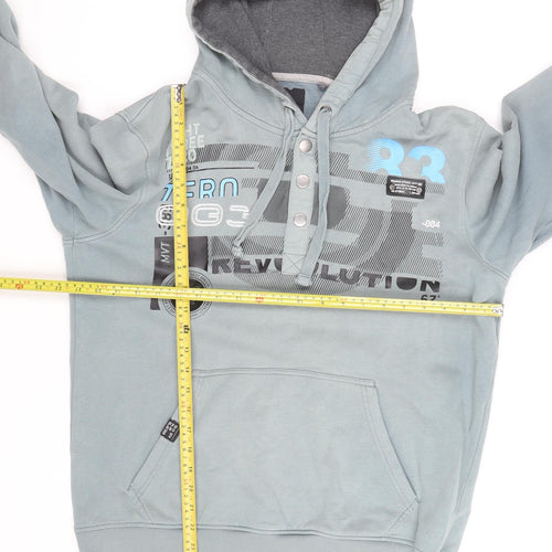 Next Men's Blue Pullover Hoodie M Graphic Print Cotton