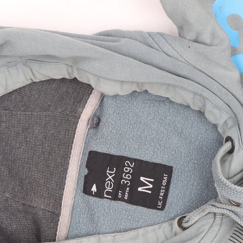 Next Men's Blue Pullover Hoodie M Graphic Print Cotton