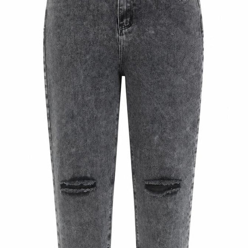 Boohoo Womens Grey Acid Wash Mom Jeans Size 16 Tall Distressed