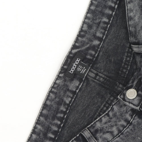Boohoo Womens Grey Acid Wash Mom Jeans Size 16 Tall Distressed