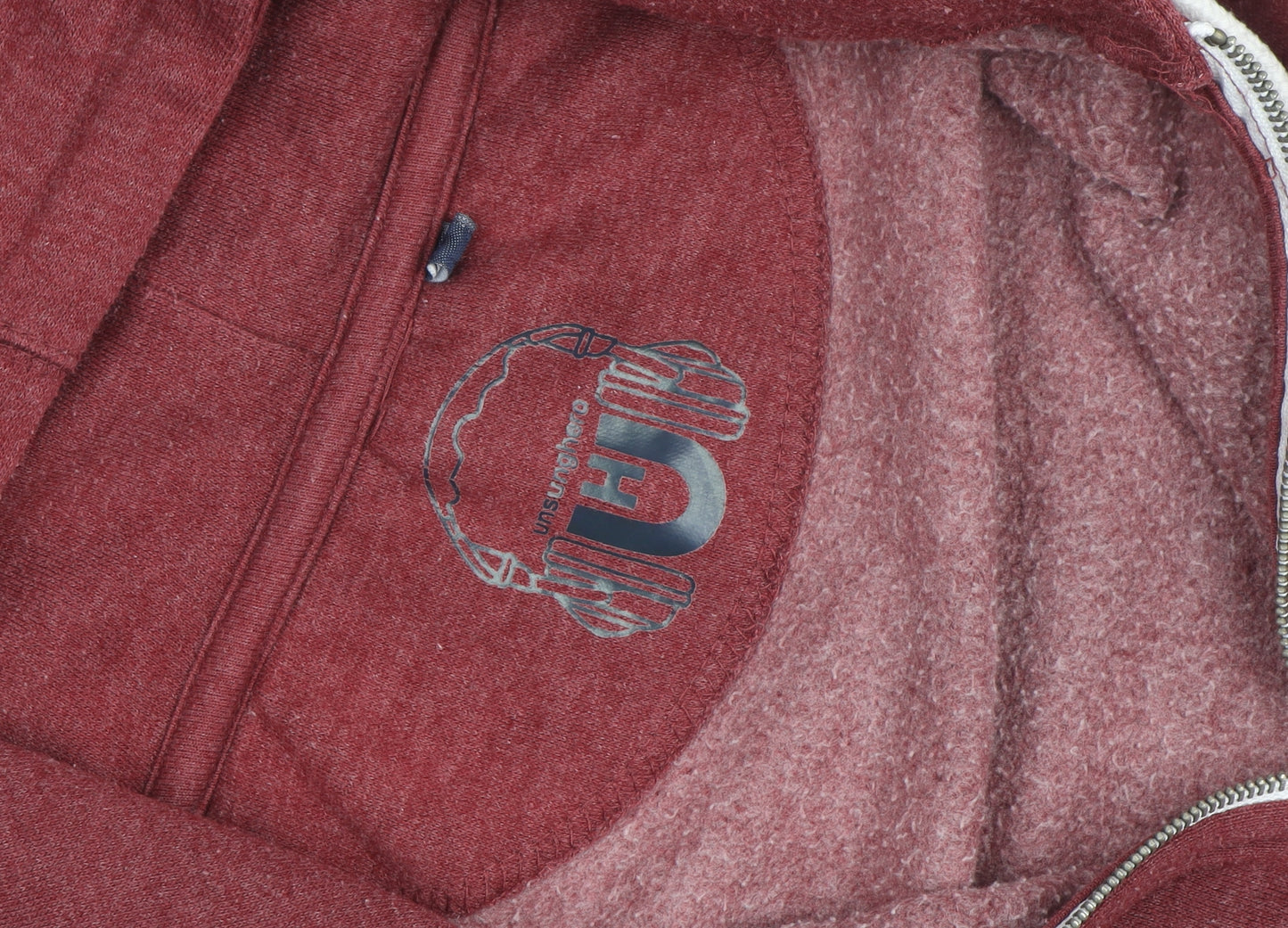 Unsung Hero Men's Red Full Zip Hoodie XXL Cotton Fleece