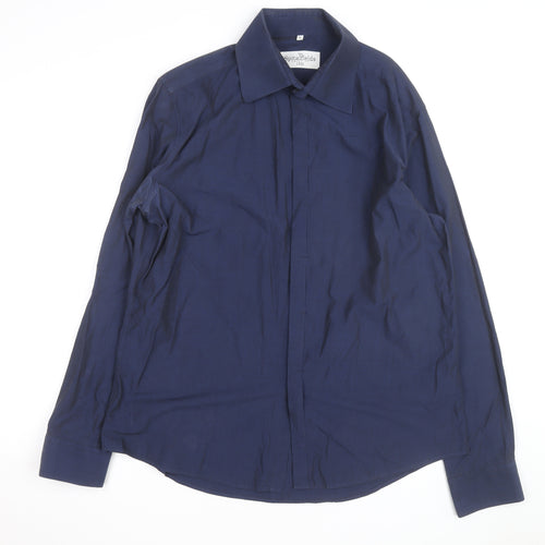 The Spitalfields Shirt Co Men's Blue XL Long Sleeve Cotton Button-Up Shirt