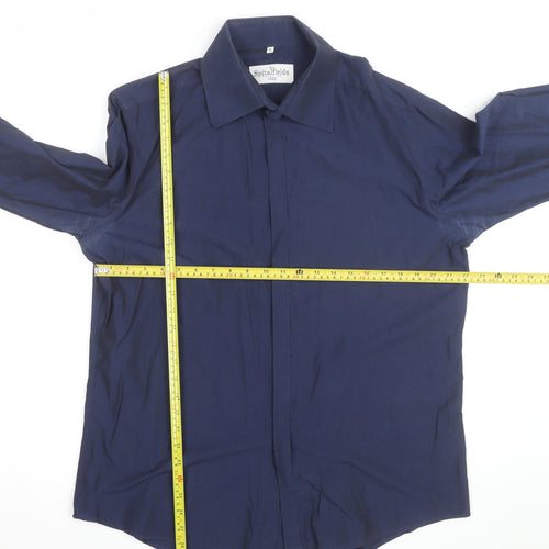 The Spitalfields Shirt Co Men's Blue XL Long Sleeve Cotton Button-Up Shirt