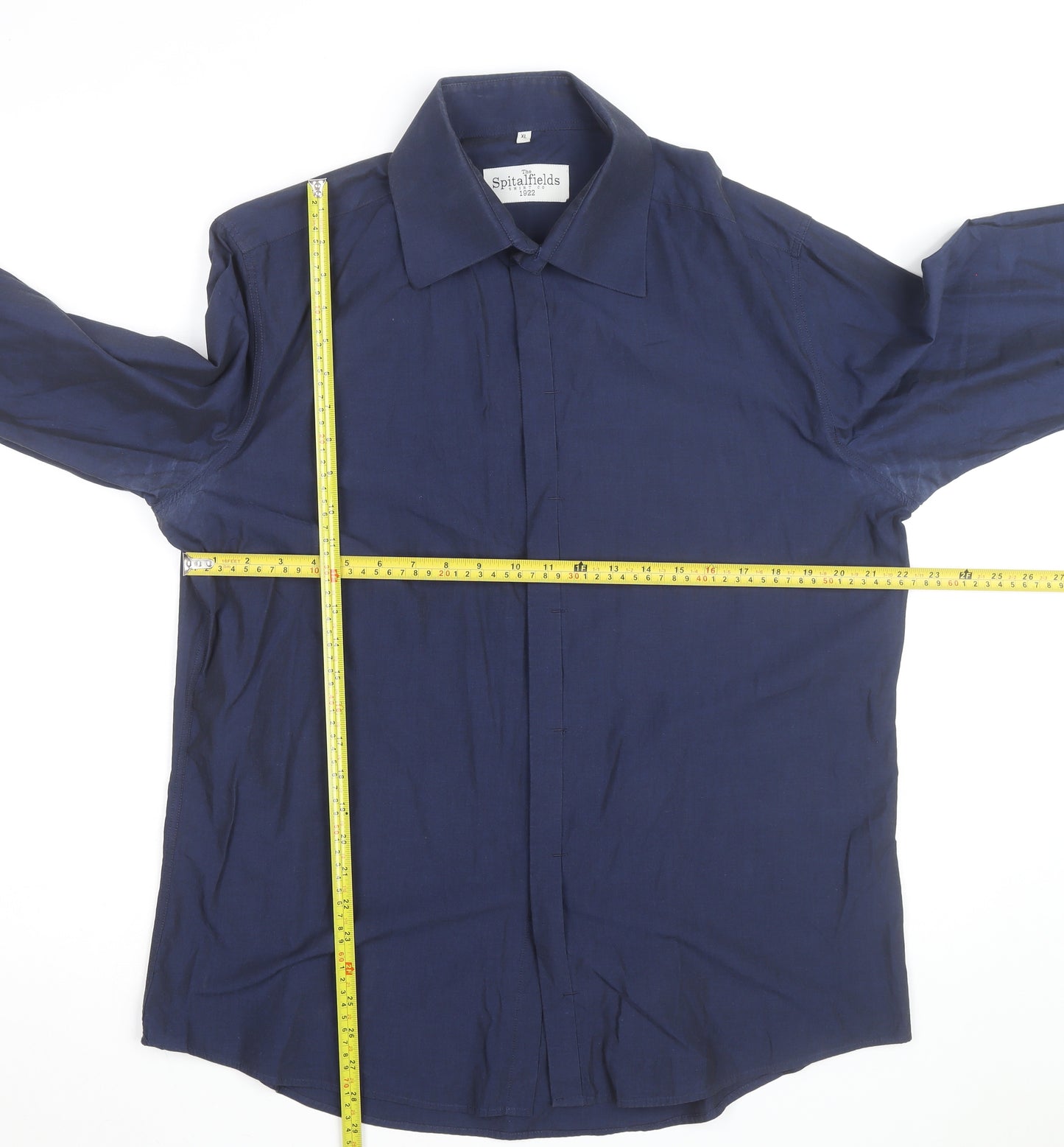 The Spitalfields Shirt Co Men's Blue XL Long Sleeve Cotton Button-Up Shirt
