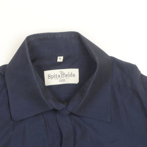 The Spitalfields Shirt Co Men's Blue XL Long Sleeve Cotton Button-Up Shirt