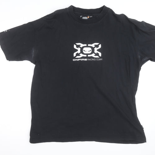 Onfire Racing Corp Black Men's Graphic Short Sleeve T-Shirt Size M