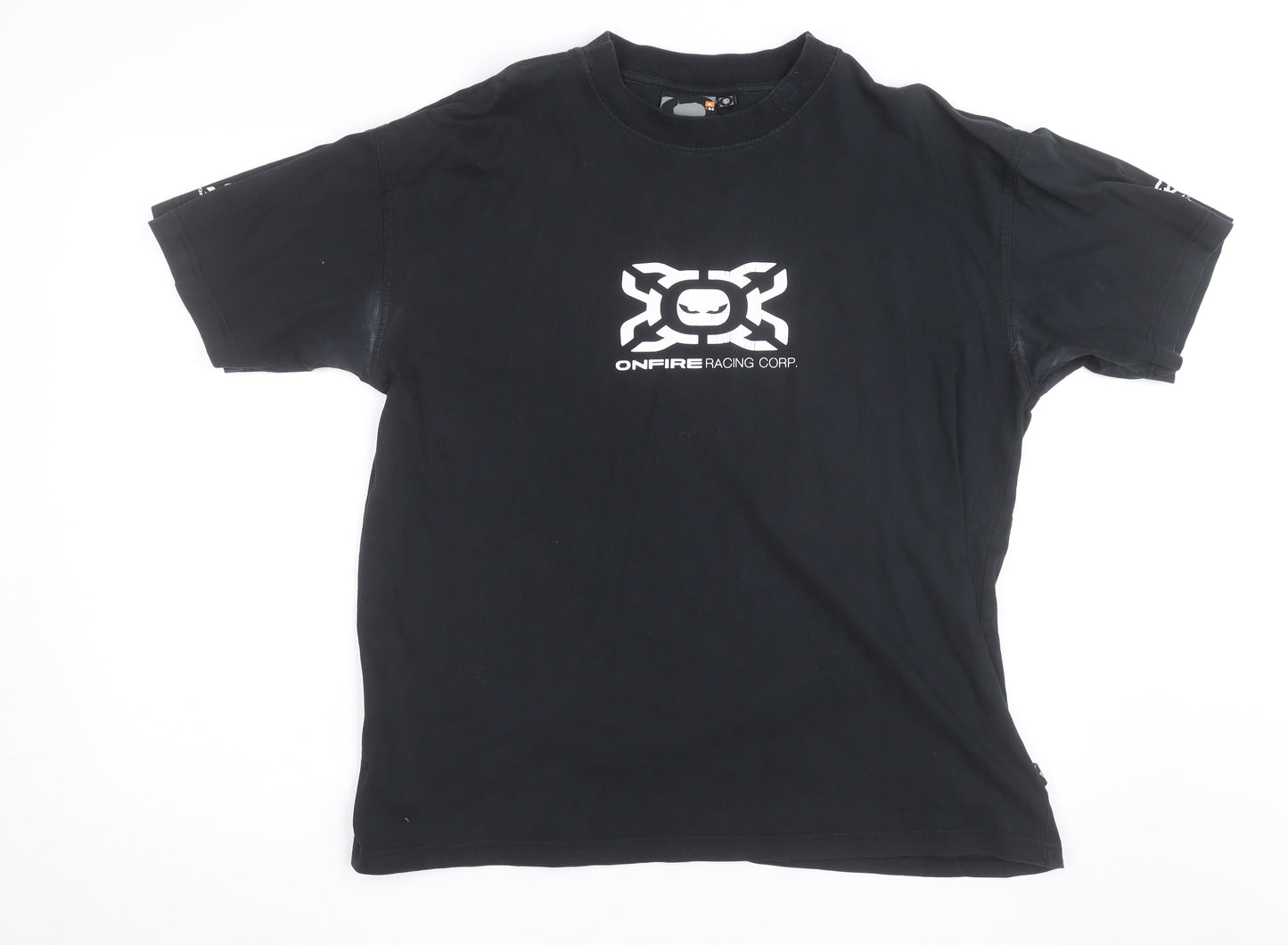 Onfire Racing Corp Black Men's Graphic Short Sleeve T-Shirt Size M
