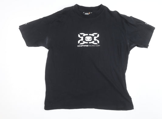 Onfire Racing Corp Black Men's Graphic Short Sleeve T-Shirt Size M
