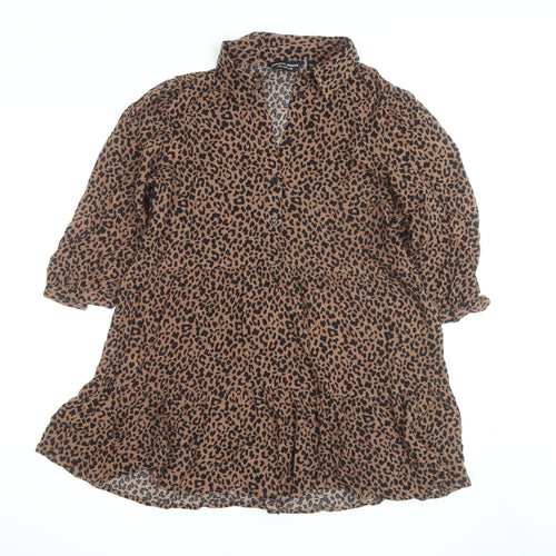 Dorothy Perkins Women’s Brown Leopard Print Tunic Blouse Size 12