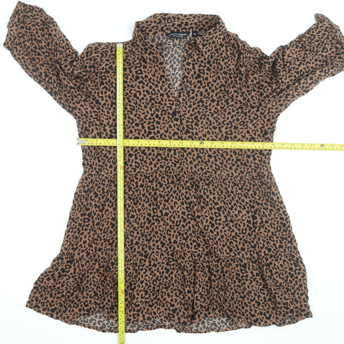 Dorothy Perkins Women’s Brown Leopard Print Tunic Blouse Size 12