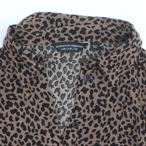 Dorothy Perkins Women’s Brown Leopard Print Tunic Blouse Size 12