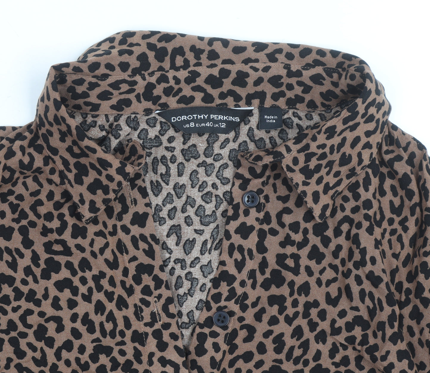 Dorothy Perkins Women’s Brown Leopard Print Tunic Blouse Size 12