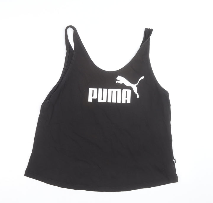 Puma Womens Black Sports Tank Top Size 14 Cotton Blend