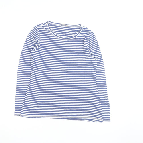 Marks and Spencer Women’s Blue White Striped Long Sleeve Cotton T-Shirt Size 14