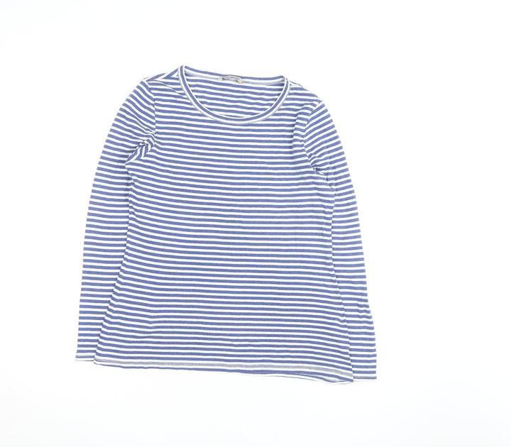 Marks and Spencer Women’s Blue White Striped Long Sleeve Cotton T-Shirt Size 14