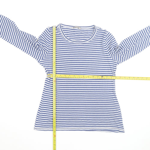Marks and Spencer Women’s Blue White Striped Long Sleeve Cotton T-Shirt Size 14