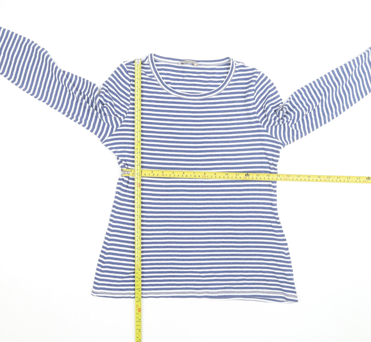 Marks and Spencer Women’s Blue White Striped Long Sleeve Cotton T-Shirt Size 14