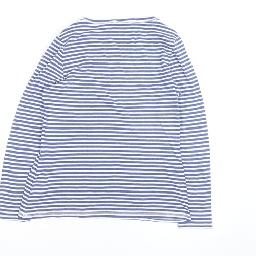 Marks and Spencer Women’s Blue White Striped Long Sleeve Cotton T-Shirt Size 14
