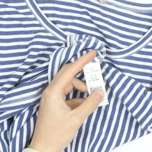 Marks and Spencer Women’s Blue White Striped Long Sleeve Cotton T-Shirt Size 14