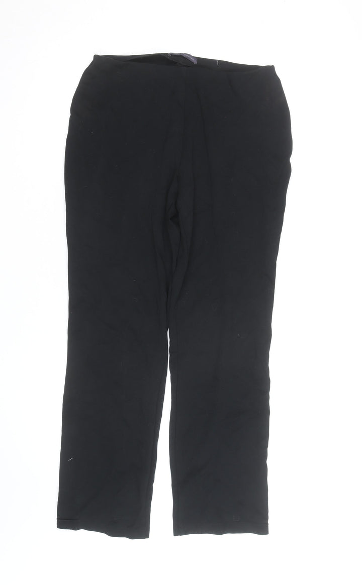 Marks and Spencer Women's Black Size 12 Straight Leg Stretch Trousers