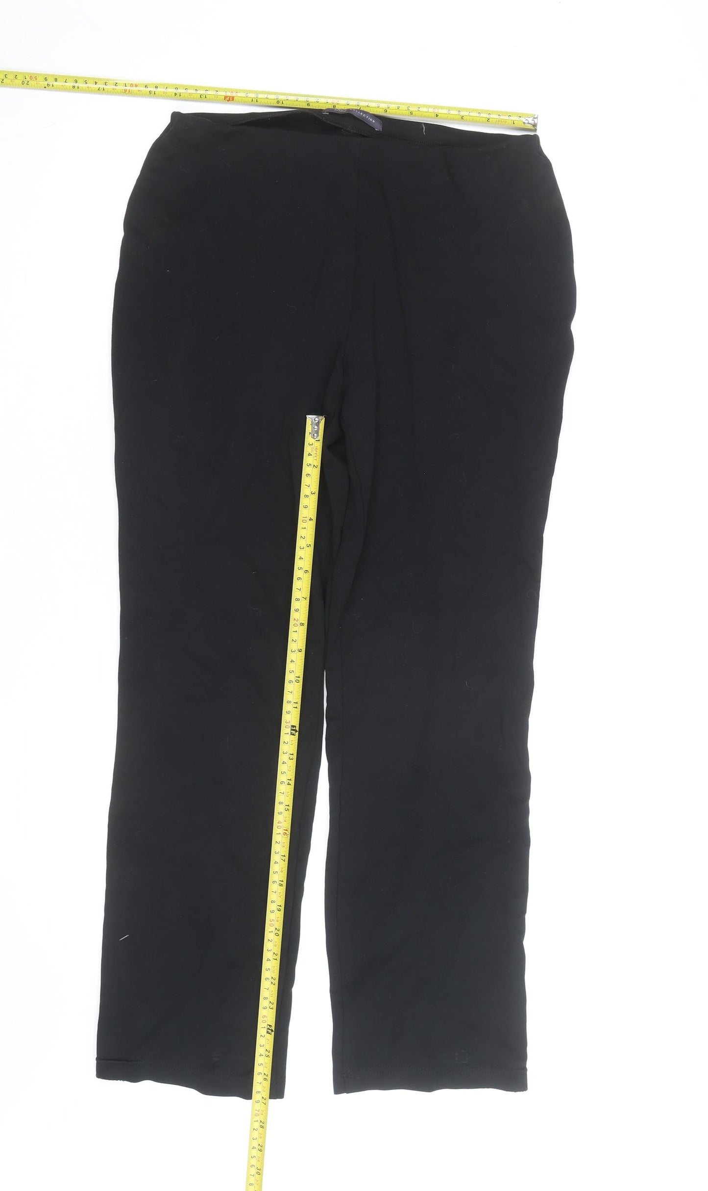 Marks and Spencer Women's Black Size 12 Straight Leg Stretch Trousers
