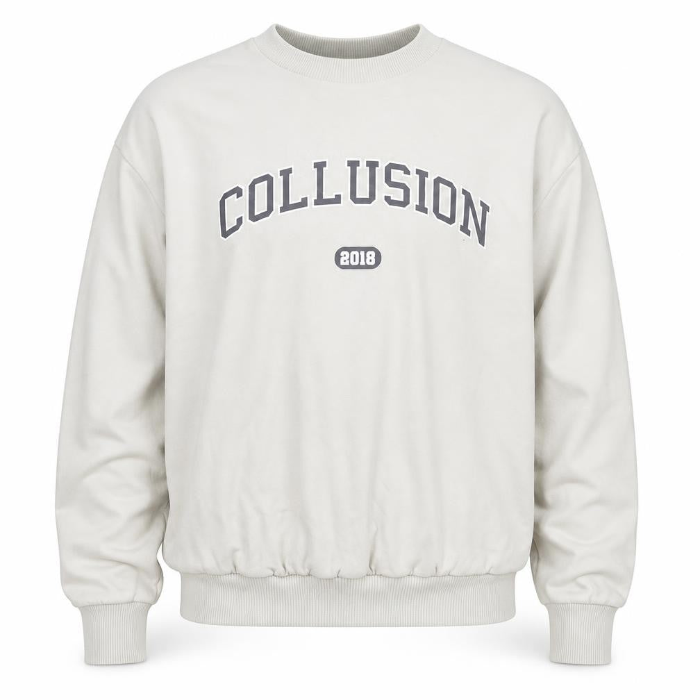 Front view of Collusion Men Beige Crew Neck Pullover Sweatshirt M