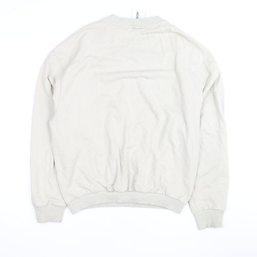 Collusion Men Beige Crew Neck Pullover Sweatshirt M